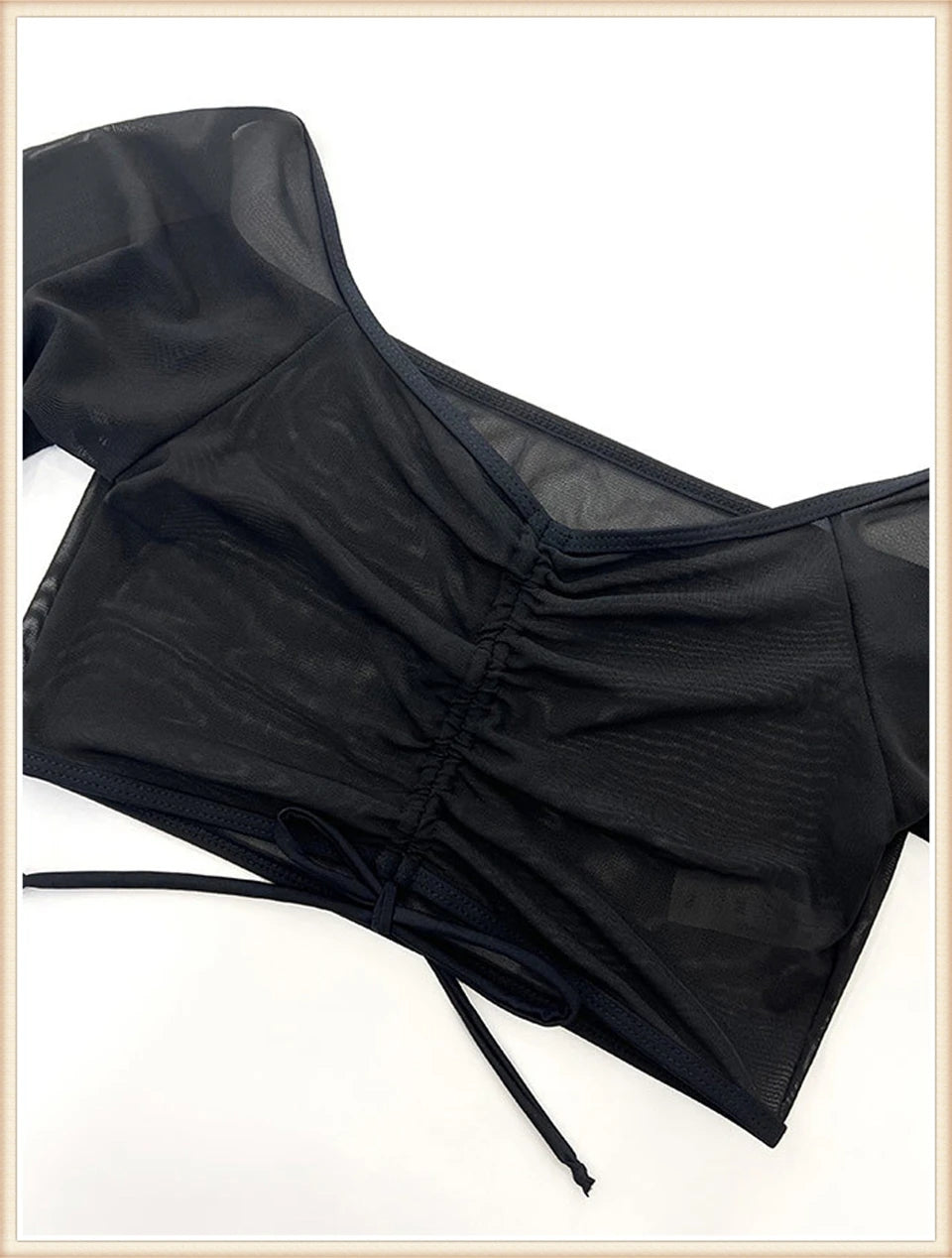 4 Piece Bikini Women Drawstring Cover Up Top & Shorts Swimsuit Female Halter Swimwear Bathing Swimming Mesh Beachwear Suit