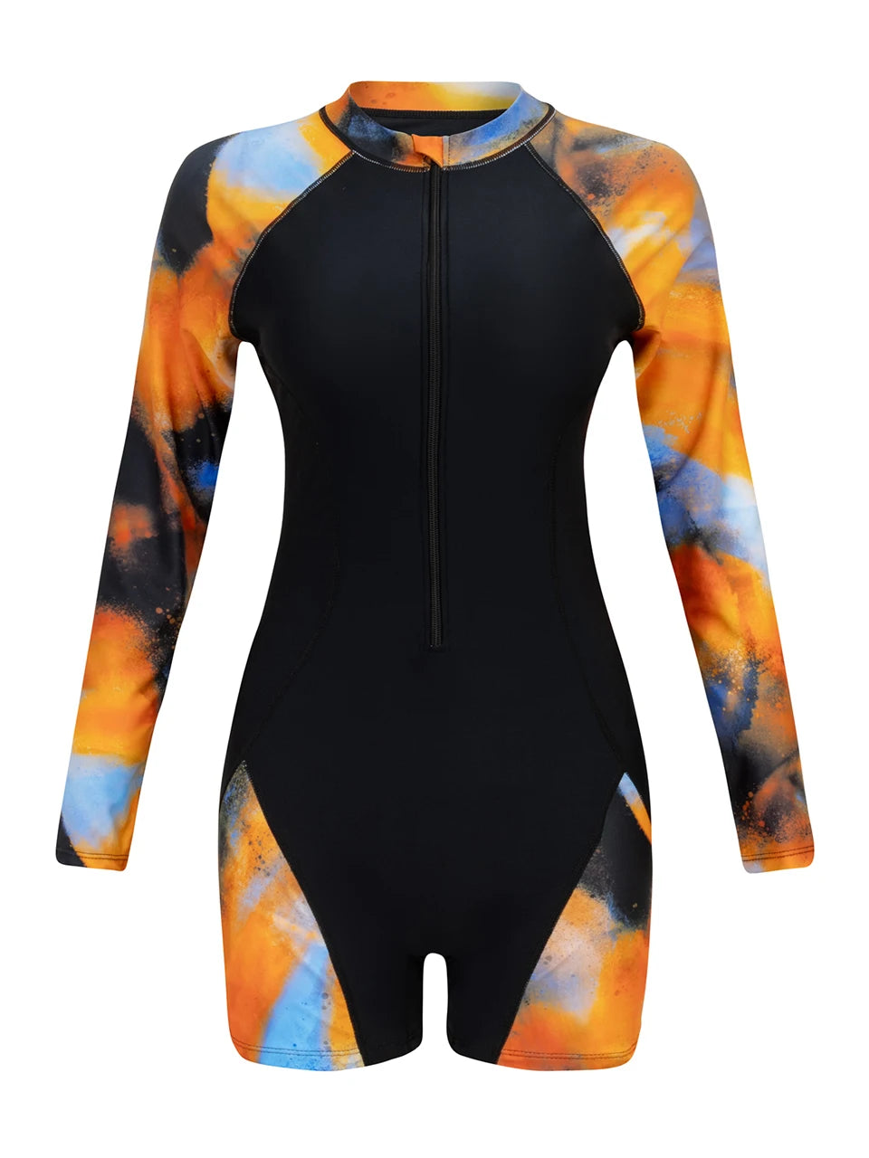 One Piece Long Sleeve Swimwear Women Sporty Swimming Sun Protection Swimsuit Female Surfing Quick Drying Bodysuit