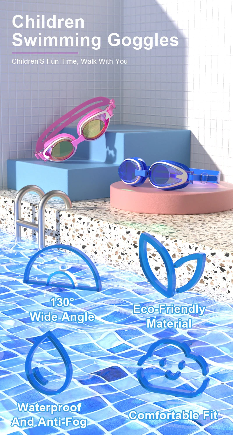Children Swimming Goggles Anti-Fog Anti-UV Swimming Goggles Silicone Adjustable Professional Swimming Goggles Unisex
