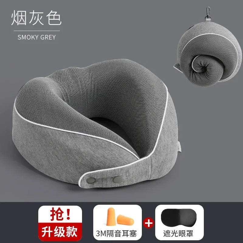 Travel Pillow Memory Foam Neck Support Flight Comfortable Head Cushion Support Neck Pillow Accessories for Sleep Rest Airplane