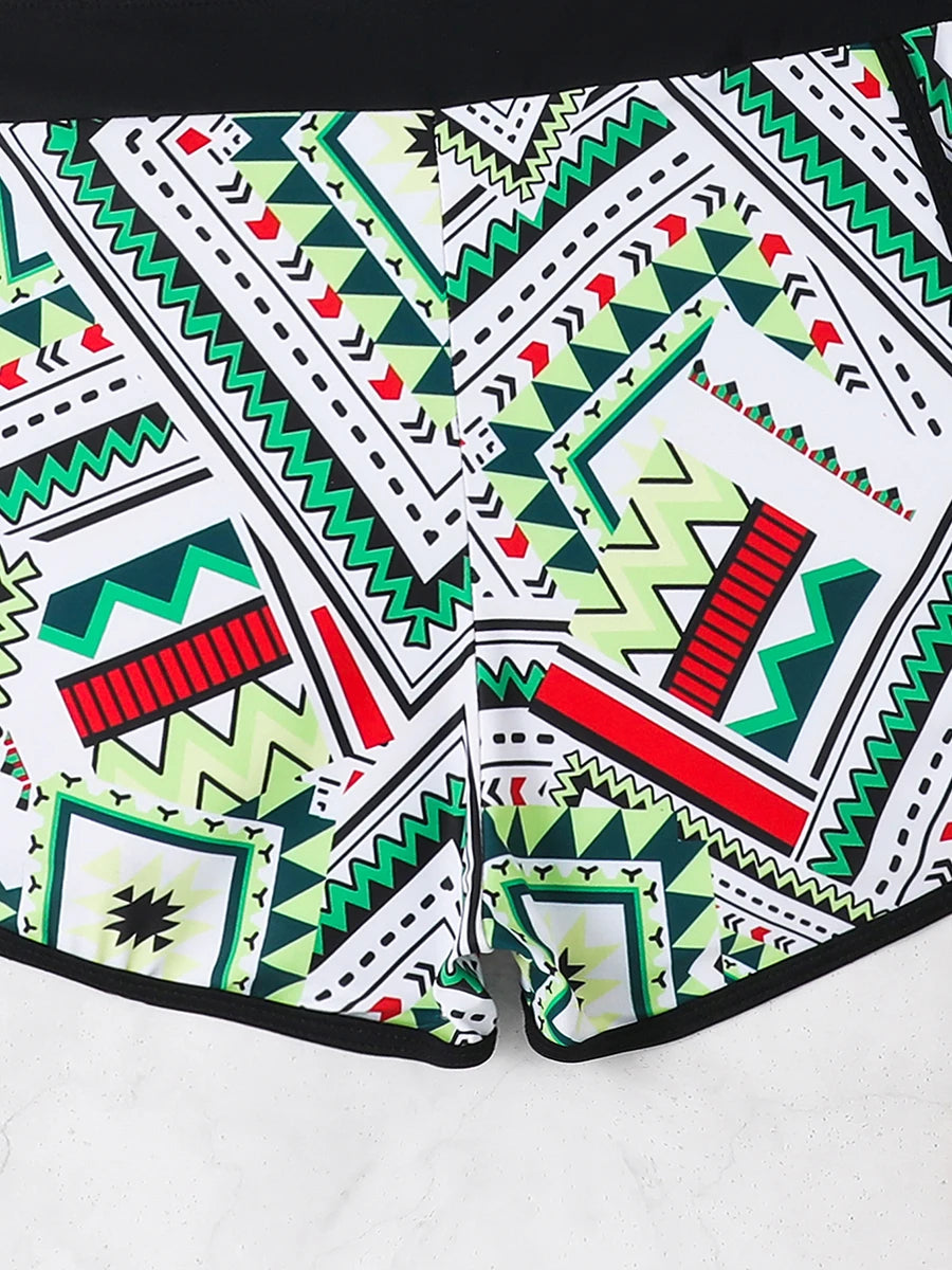 Print Swimsuit Women Two Pieces Surfing High Waist Shorts Swimwear Female Beachwear Bathers Bathing Swimming Swim Suit