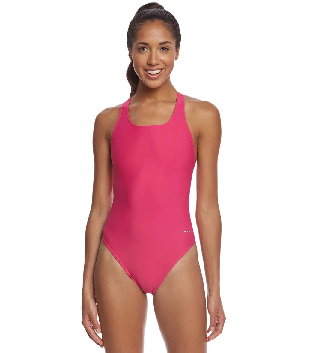 Women Swimsuit Sporti Solid Wide Strap One Piece Swimsuit Lycra Swimwear Open Water Functional Training Contest Swimsuit