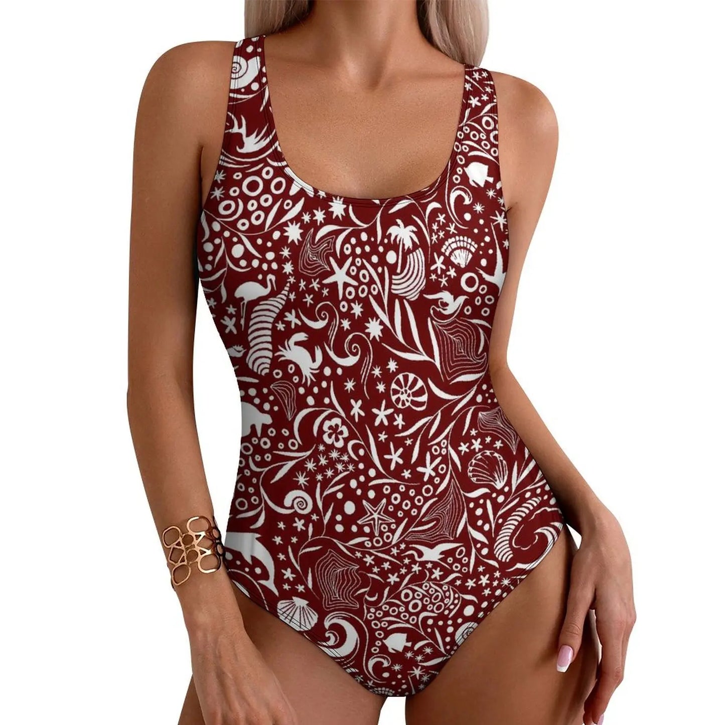 Rainbow Sea Fish Swimsuit Cute Animal Print One-Piece Swimwear Push Up Bodysuit Kawaii Holiday Rave Bathing Suit