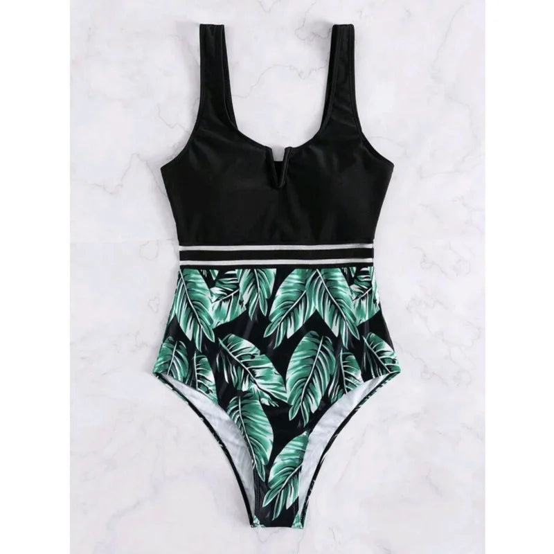 Black Print One Piece Swimsuits Closed Female Swimwear Push Up For Women's Swim Wear Body Bathing Suits Beach Pool Bather