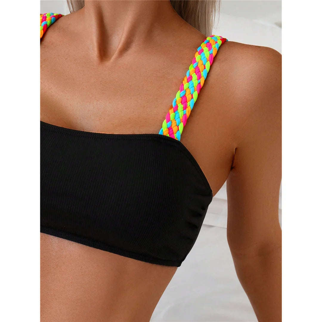 S - XL Splicing Cut Out High Waist Bikini Female Swimsuit Women Swimwear Two-pieces Bikini set Bather Bathing Suit Swim