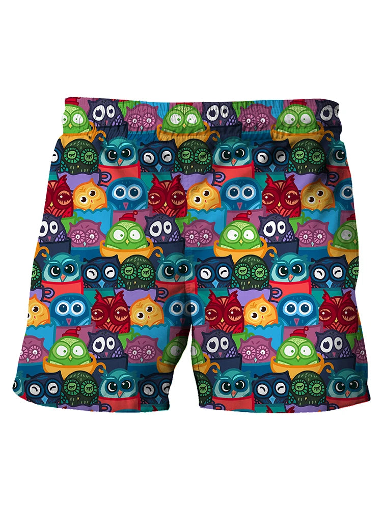 Children's Cartoon Beach Short Pants Summer Boys' Swimming Trunks Casual Funny Emojis Graphic Shorts Kids' Daily Loose Wear