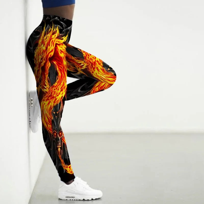 Women 3D Print Yoga Fitness Leggings High Waisted Skinny Cartoon Sport Running Pants Gym Clothes