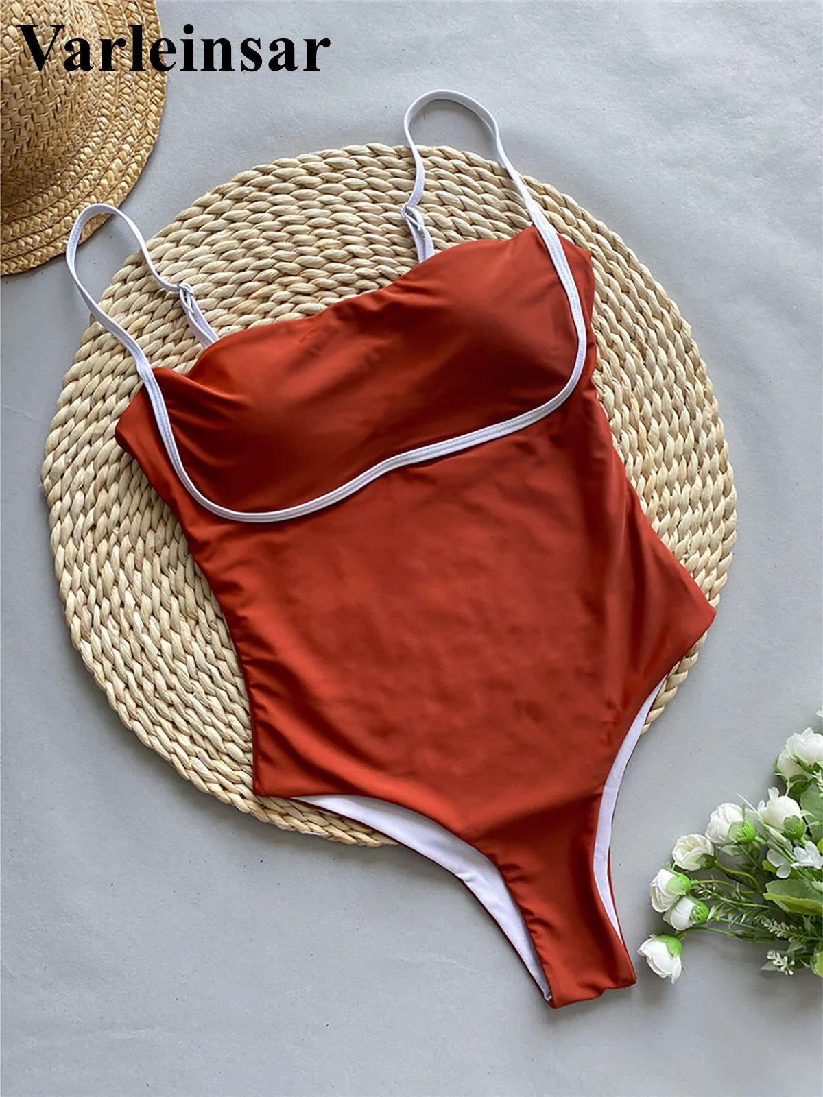 Splicing High Leg Cut One Piece Swimsuit Women Swimwear Female Monokini Padded Bather Bathing Suit Swim