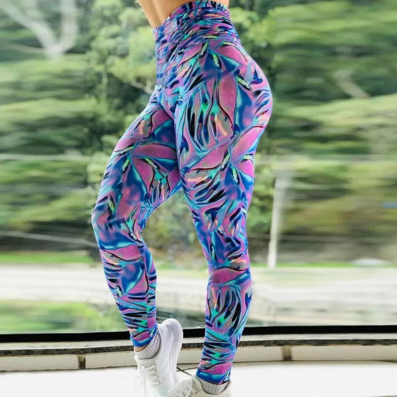 Tie Dye Yoga Pants Gym Sport Leggings for Women Seamless High Waist Push Up Tights Scrunch Butt Leggins Female Gym Clothing