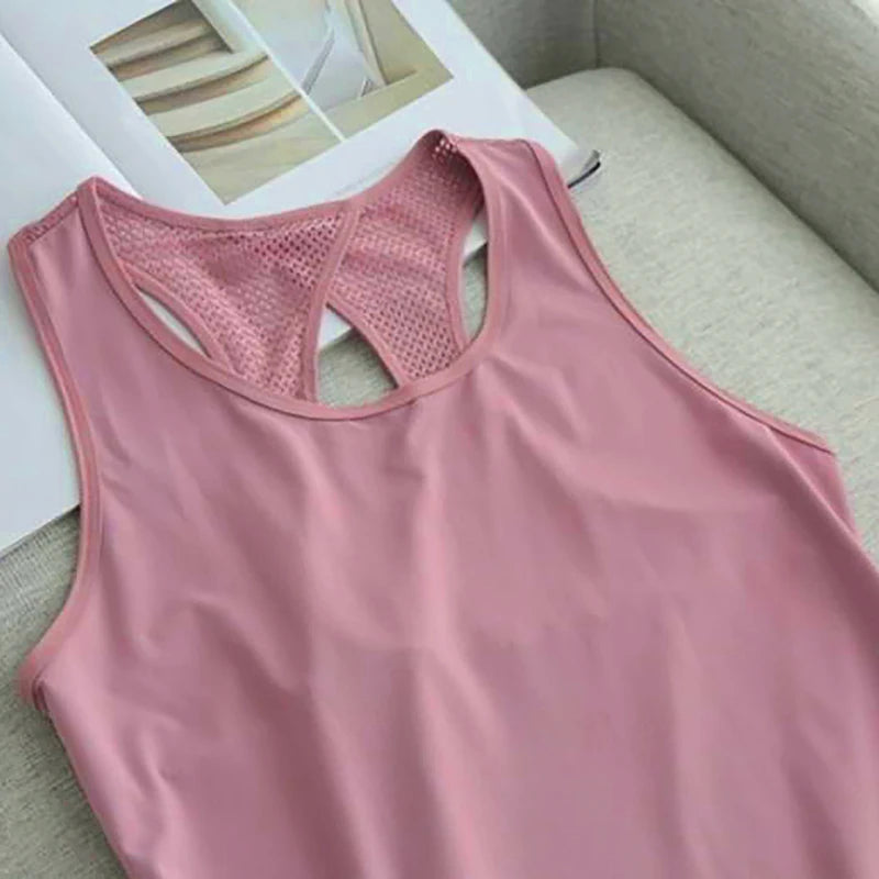 Yoga Clothing Women Sports Tops Hoodie Loose Sleeveless Running Training Quick Dry T-Shirt Outside Fitness Tank Tops