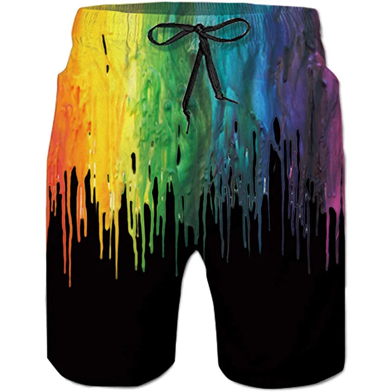 Paint & Animals Design Beach Shorts Pants Swimsuit Tropical 2023 Summer Casual Mens Swim Trunks 3D Print Board Shorts Cool Ice Shorts Pants