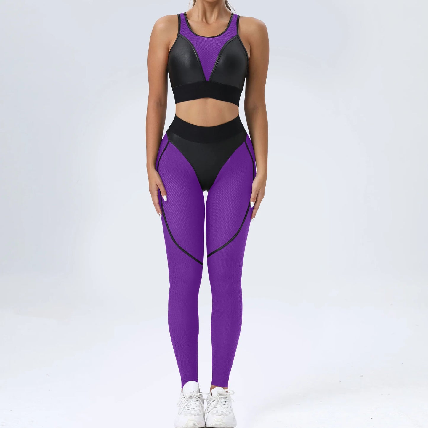 Bright Solid Colour Options Gym Set Women Mesh Suit for Fitness Sportswear 2024 Tracksuit Yoga Clothes Transparent 2 Piece Sets Women Outfit Black Pink