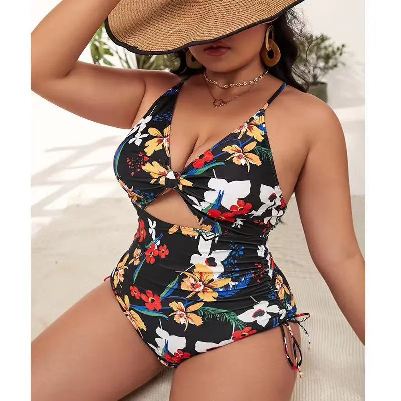 One Piece Swimsuit Women Print Large Size Swimwear Female Mujer Beachwear Summer Monokini Push Up Bathing Suit 4XL
