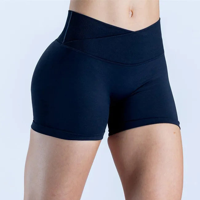 Vision Shorts 4.5" Gym Clothes Women Seamless Leggings Waist Cross Fitness Scrunch Booty Tights Running Cycling Shorts XP126