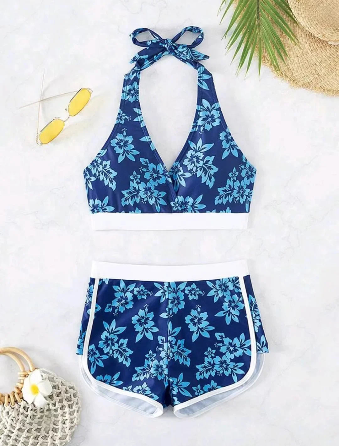 Tied Halter Swimwear Women High Waist Bikini Set Push Up Brazilian Swimsuit Lady Beach Bathing Suit
