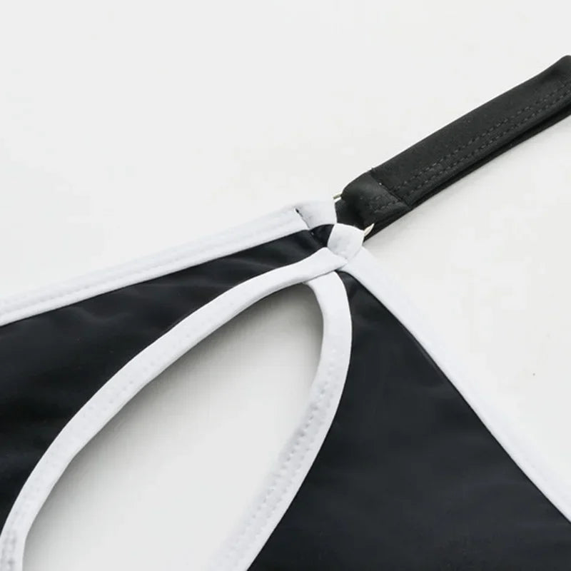 Splicing One Shoulder High Cut Out Bikini Women Swimsuit Female Swimwear Two-pieces Bikini set Asymmetric Bathing Suit Swim Lady