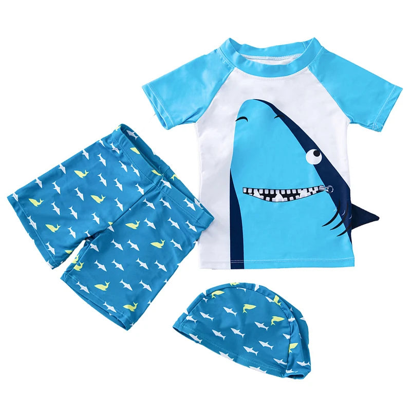 Swimsuit Boys UPF50 Baby Swimwear Shark Dinosaur UV Bathing Suit for Boy 3 Pcs Toddler Surfing Diving Suit Children's Rash Guard