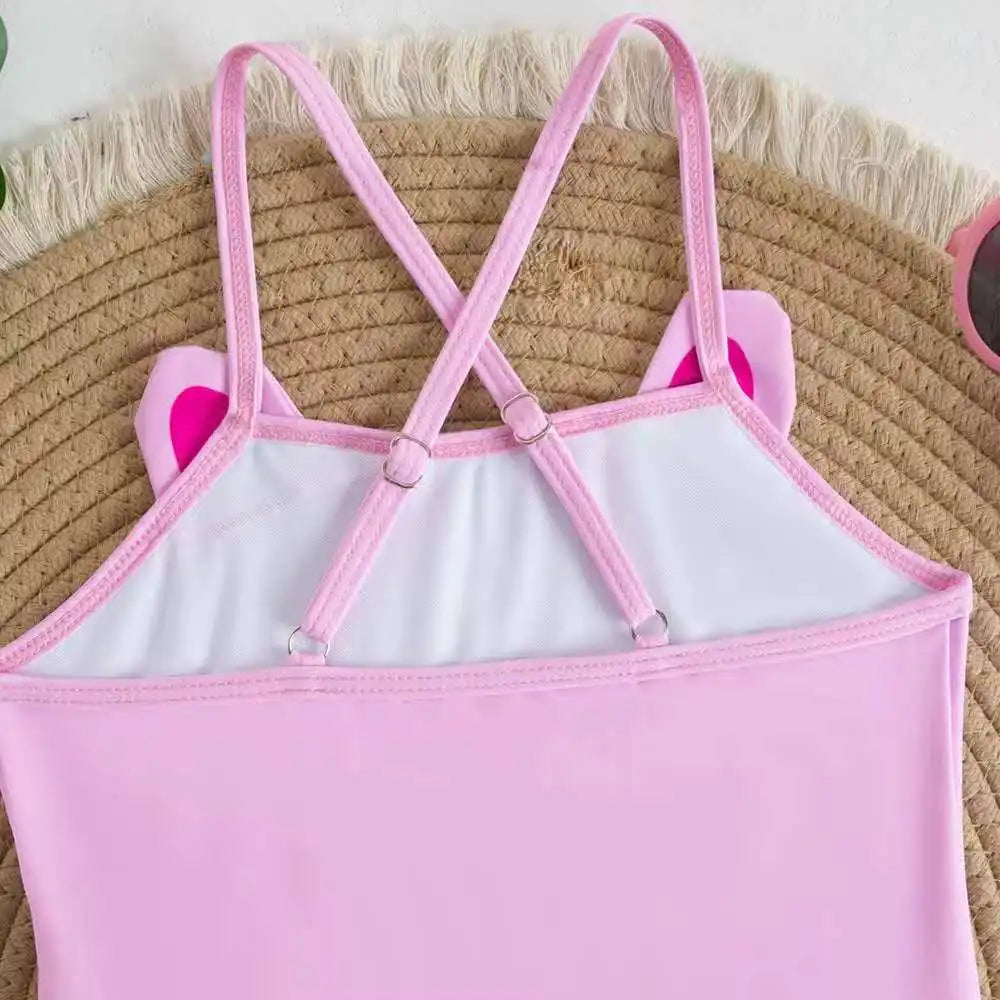 Padded Girls Swimsuit One Pieces Strappy Pink Swimwear Female Children's Bathers Bathing Swimming Swim Suit Beachwear