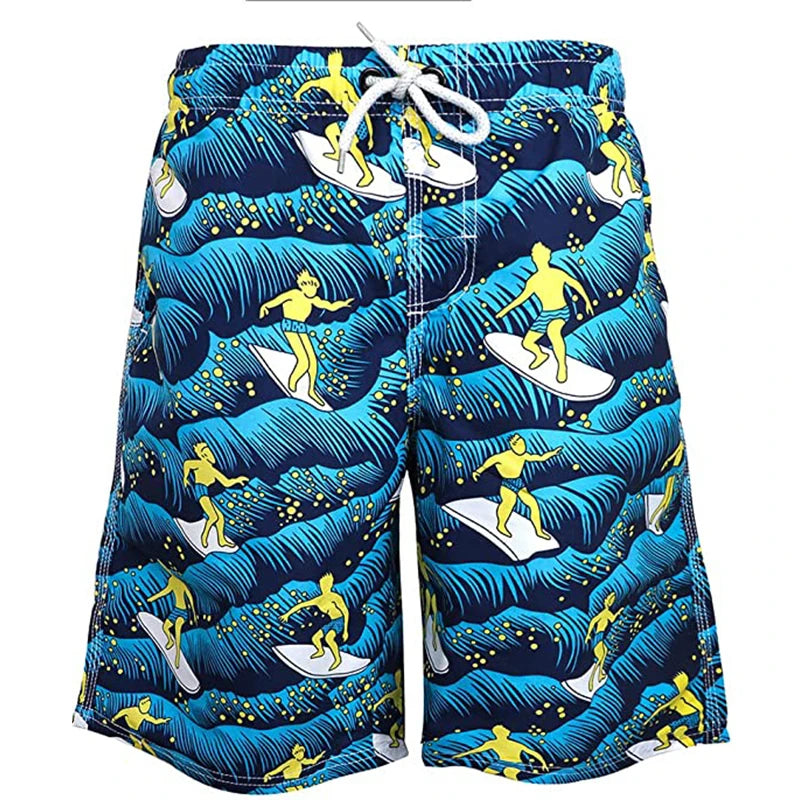Blue Coloured Men Board Shorts Summer Quick Dry Beach Shorts Swimsuit Fashion Swim Trunks 3D Printed Bermuda Surf Shorts
