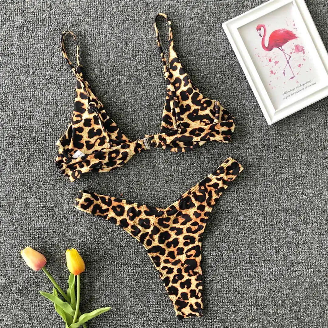 S - XL V-bar Underwired Bikini Female Swimsuit Women Swimwear Two-piece V shape Wire Bikini set Bather Bathing Suit Swim