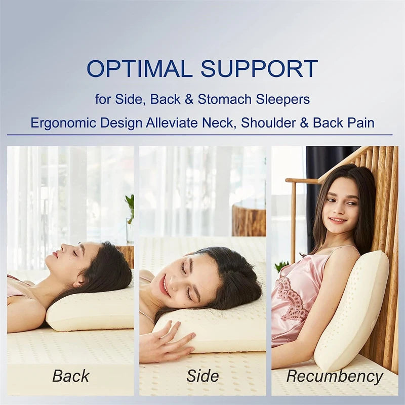 100% Natural Latex Sleeping Bed Pillow Luxury Pillow for Side Back and Stomach Sleepers Orthopedic Pillows Cervical Health Care