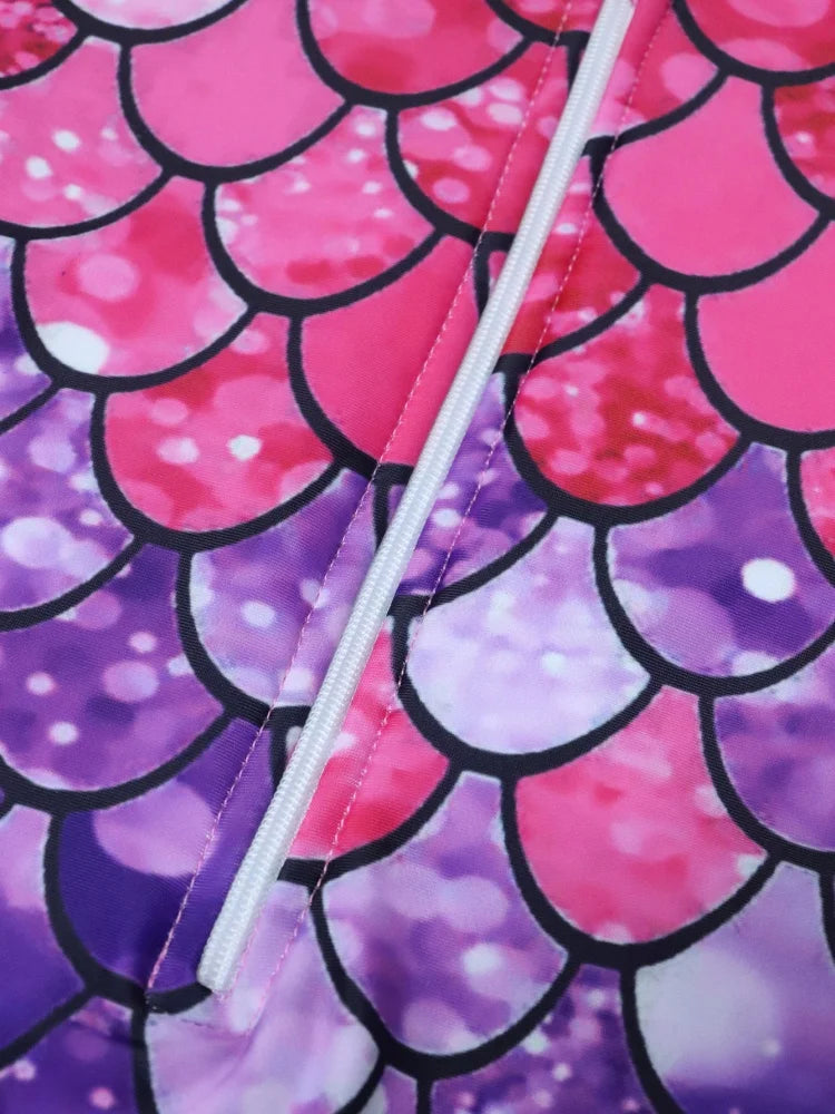 One Piece Girls Swimsuit Solid Print Long Sleeves Zipper Kids Swimwear Bodysuit Children Bathing Suit Beach Wear Summer