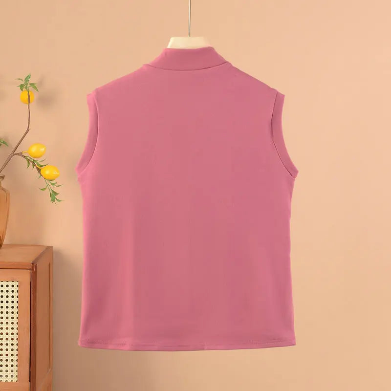 XL to 8XL Plus size Autumn winter warm Tank Tops Mock Neck sleeveless tops Women's thick Vest Solid color bottoming undershirt