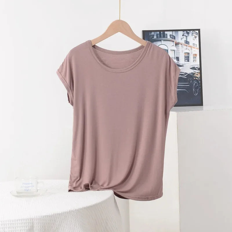Plus size Summer women's Tshirt O-Neck Modal Loose T-shirt Solid color Simple Tee Tops XL to 8XL Bottoming Tshirts all match