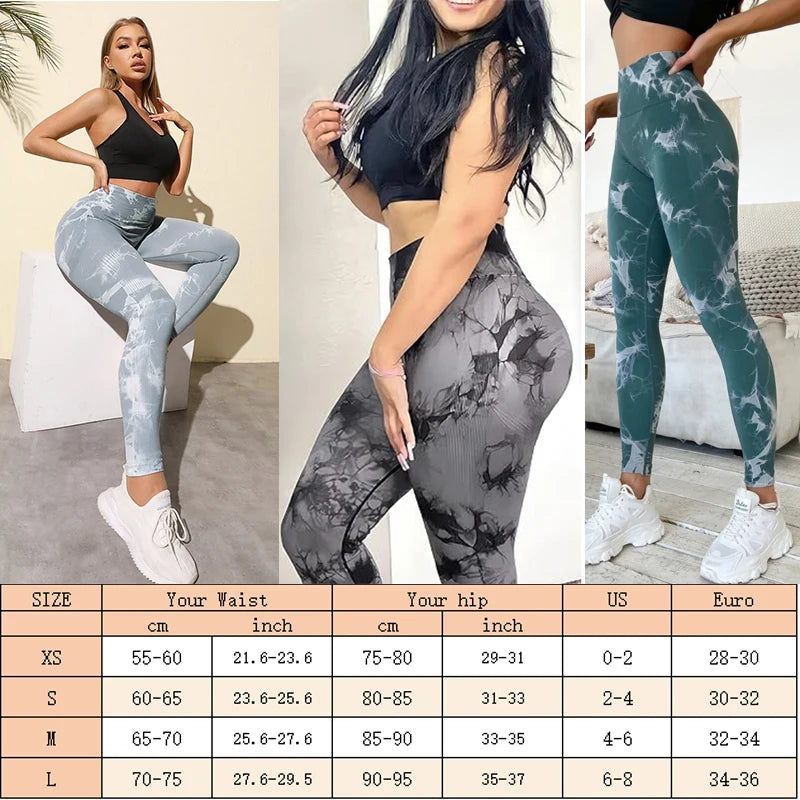 Aiithuug Womens High Waist Yoga Pants Tie Dye Ripped Tummy Control Workout Running Yoga Skinny Leggings Tummy Control Yoga Pants