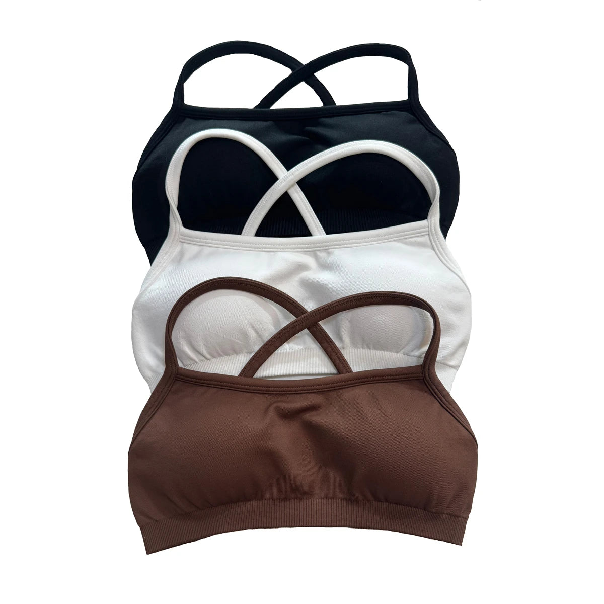 Adjustable Straps Crop Top For Women Open Back Yoga Top Bra Stretchy Gym Crop Top with Light Support Workout Sports Bra