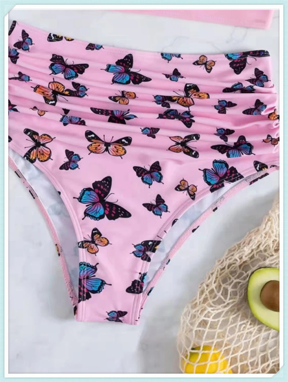 Push Up Swimsuit Women High Waist Bikini Set Butterfly Print Swimwear Female Padded Bathing Suit Swimming Beachwear Summer