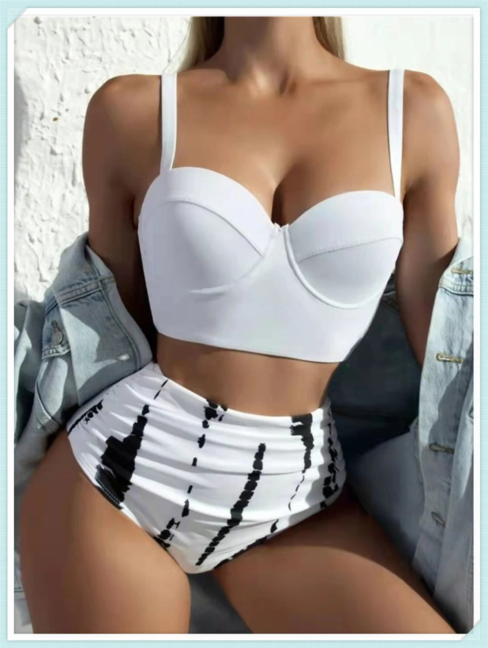 Push Up Swimsuit Women High Waist Bikini Set Butterfly Print Swimwear Female Padded Bathing Suit Swimming Beachwear Summer