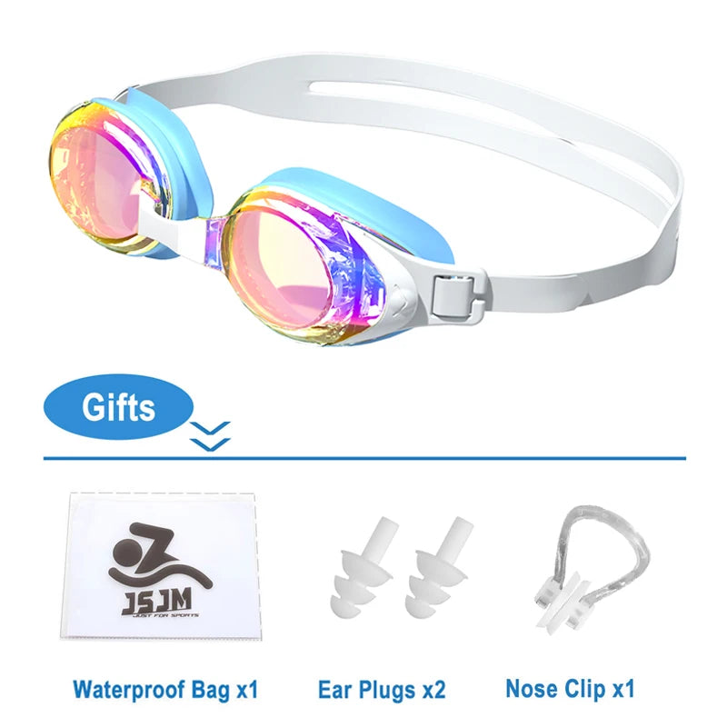 JSJM Swimming Goggles Adults Anti-fog UV Protection Lens Men Women Professional Silicone Adjustable Swimming Glasses Unisex