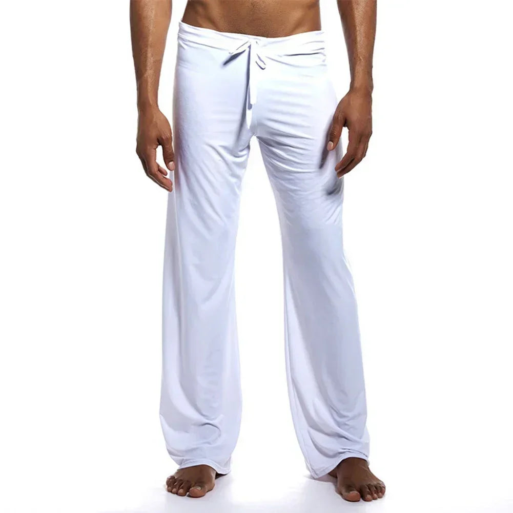 Casual Men's Yoga Drawstring Elastic Pants Sports Gym Active Wide Leg Solid Color Baggy Sweatpants Jogger Pant Trousers Clothing