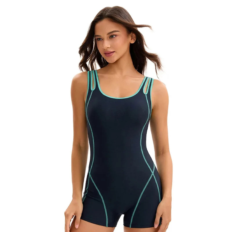 One Piece Swimsuit Women Slimming Tummy Control Bathing Suit Crisscross Back Athletic Modest Swim Suit Swimwear