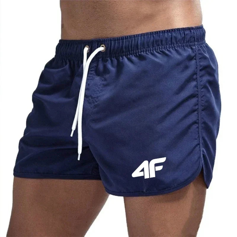 Men's Shorts Beach Trunks Summer Swim Gym Pants Quick Drying Swimming Homme Surf Ventilate Drawstring Fashion Casual Daily