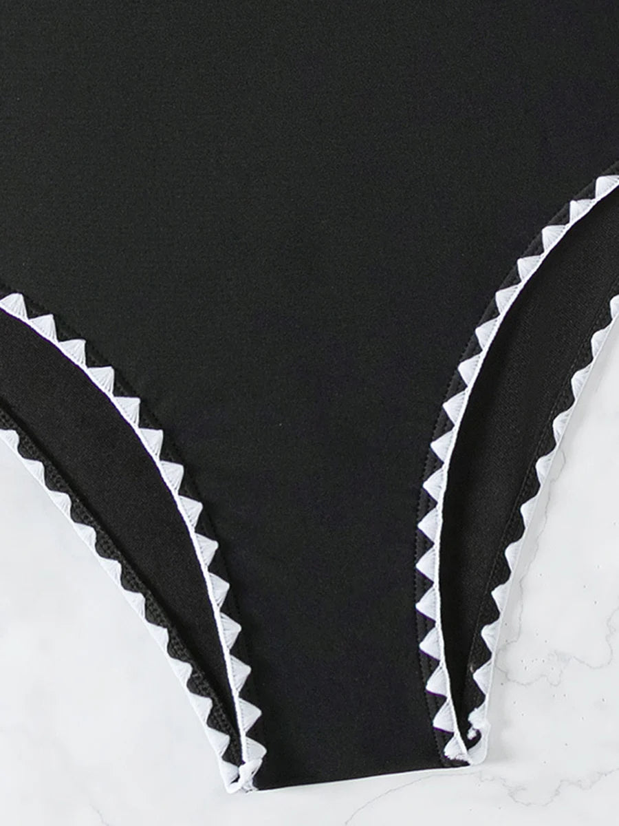 Black Swimsuit Women One Piece Solid Swimwear Female Bathers Bathing Swimming Swim Suit Beachwear