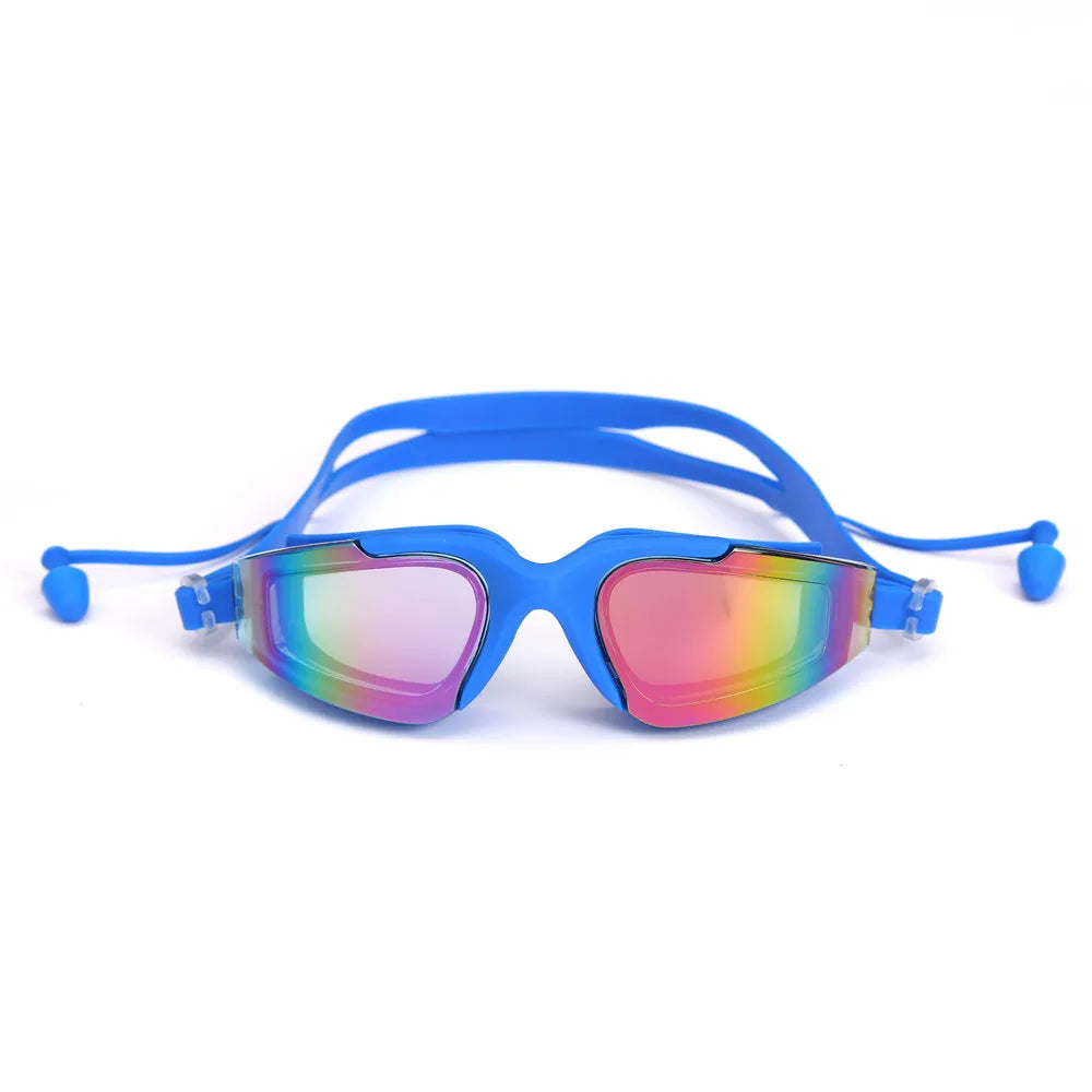 Professional Swimming Goggles for Men and Women, Silicone Anti-Fog, UV Adjustable, Multicolor Swimming Glasses with Earplug