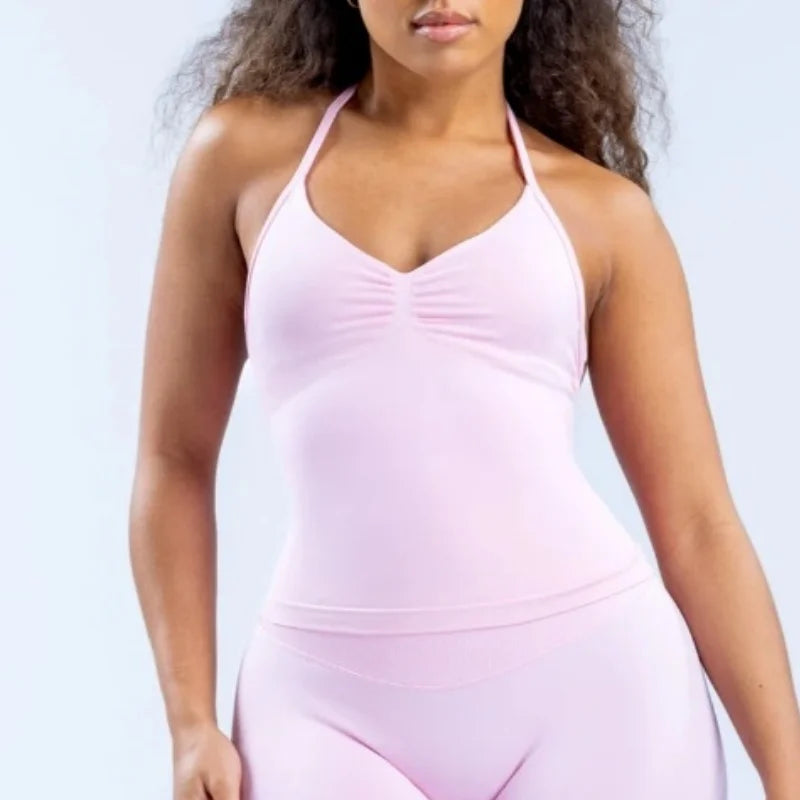 Longline Strappy Top Sports Yoga Vest Underwear Women's Fitness Top Gym Beautiful Back Bra Running Workout Halter