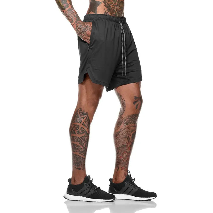 Sport Shorts Men Sportswear Double-deck Running Shorts 2 In 1 Beach Bottoms Summer Gym Fitness Training Jogging Short Pants