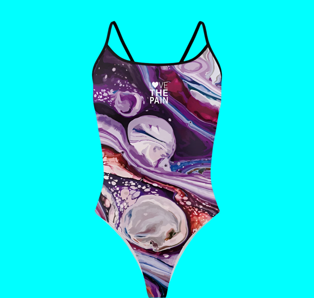 Black, Pink, Purple Love The Pain One Piece Swimsuit Women Swimwear