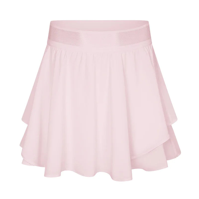 Built-in Side Pocket False 2 Pieces Tennis Skirt Summer Running Shorts Cool Fabric Cooling Quick Dry Breathable Yoga Short Women