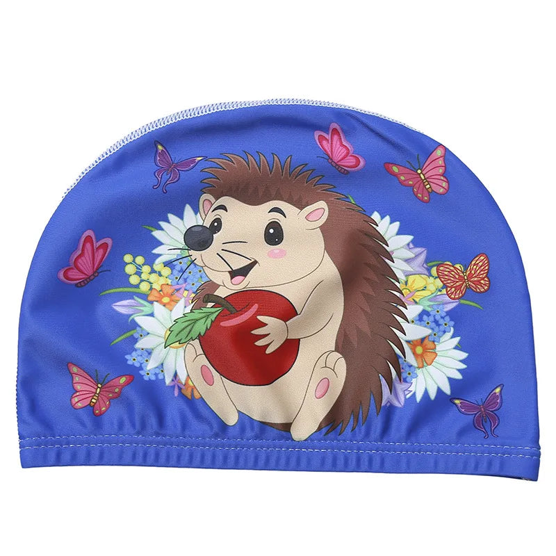 Children Cartoon Swimming Cap Kids Elastic Fabric Swimming Pool Water Sport Protect Ears Hat Swim Bathing Hats Caps Boys Girls
