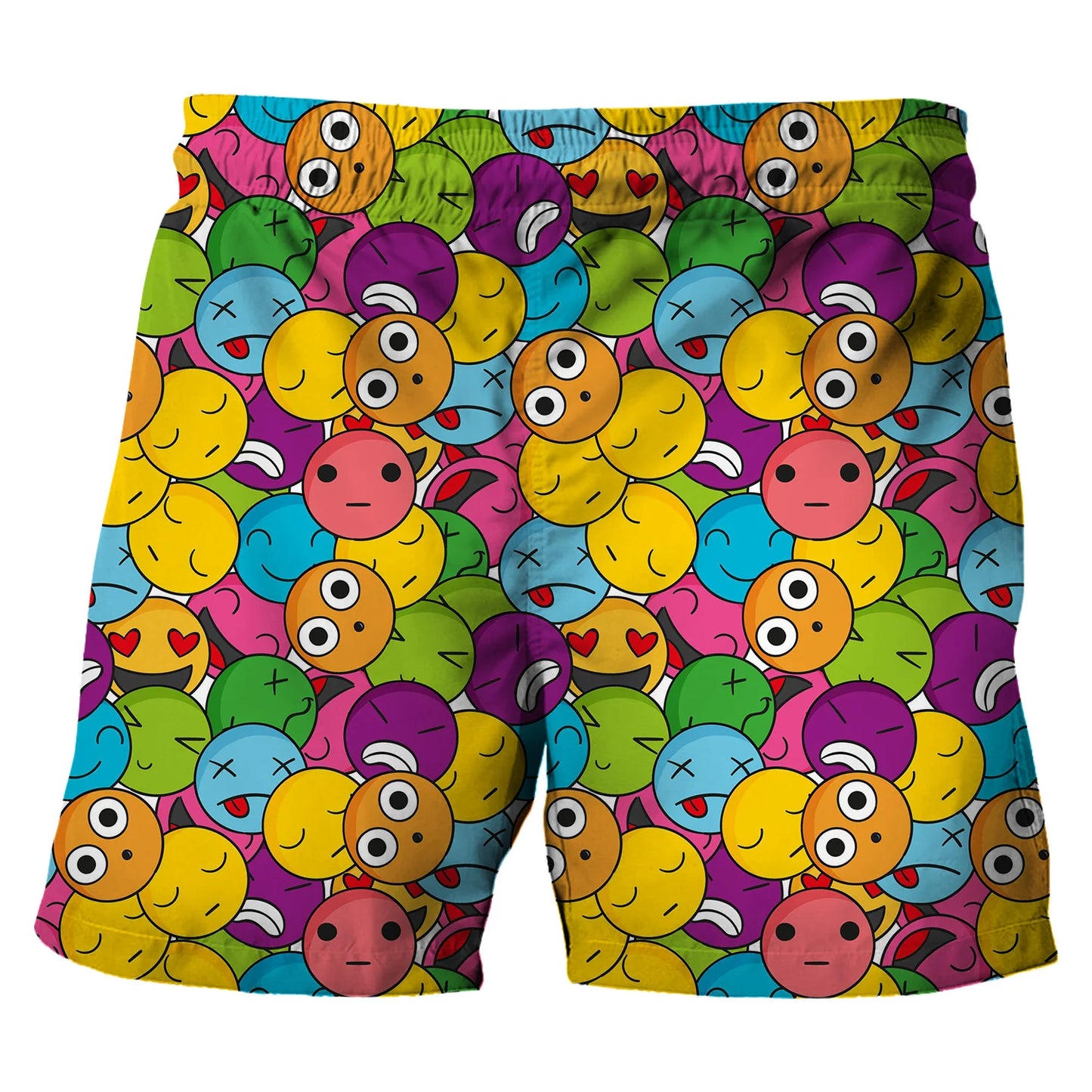 Children's Cartoon Beach Short Pants Summer Boys' Swimming Trunks Casual Funny Emojis Graphic Shorts Kids' Daily Loose Wear