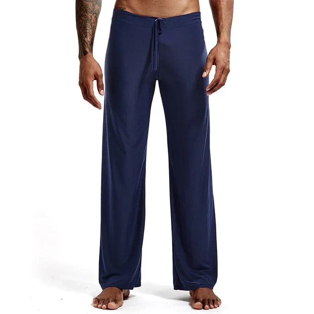 Casual Men's Yoga Drawstring Elastic Pants Sports Gym Active Wide Leg Solid Color Baggy Sweatpants Jogger Pant Trousers Clothing