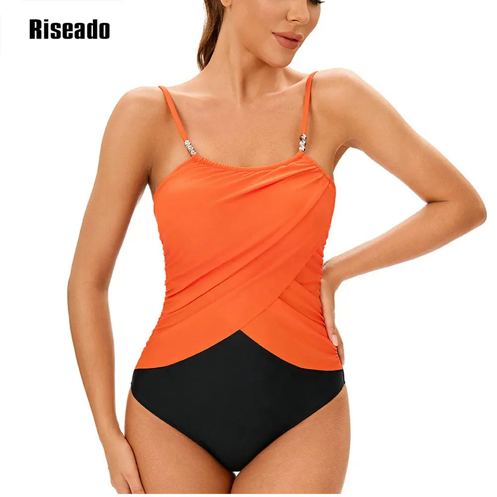Women's Swimsuit One Piece Swimwear Square Neck Tummy Control with Adjustable Spaghetti Straps