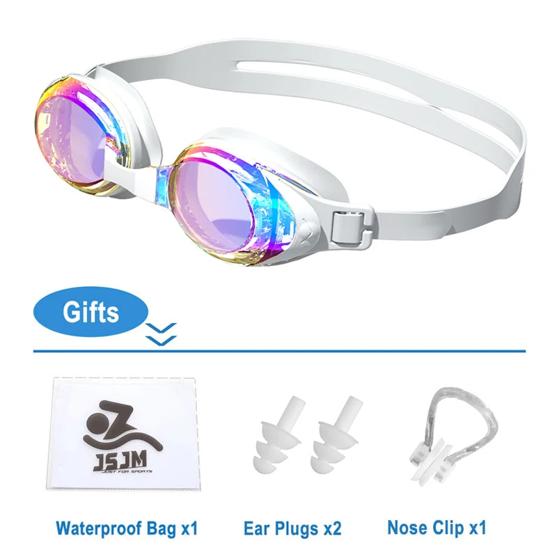 JSJM Swimming Goggles Adults Anti-fog UV Protection Lens Men Women Professional Silicone Adjustable Swimming Glasses Unisex