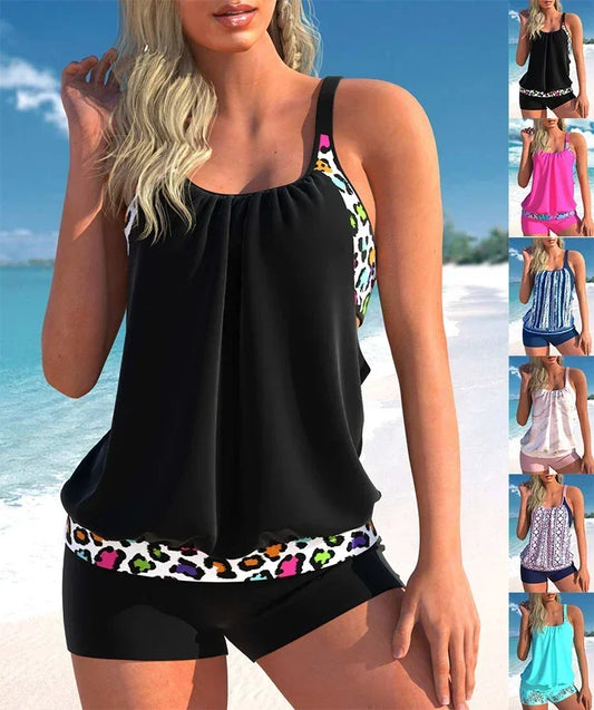 Women's Holiday Resort Style Swimwear Fashion Design Marble Print Swimsuit Two Piece Set S-6XL