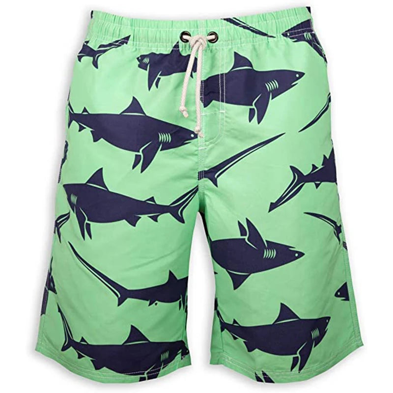 Fish & Science Patterns Men Board Shorts Summer Quick Dry Beach Shorts Swimsuit Fashion Swim Trunks 3D Printed Bermuda Surf Shorts