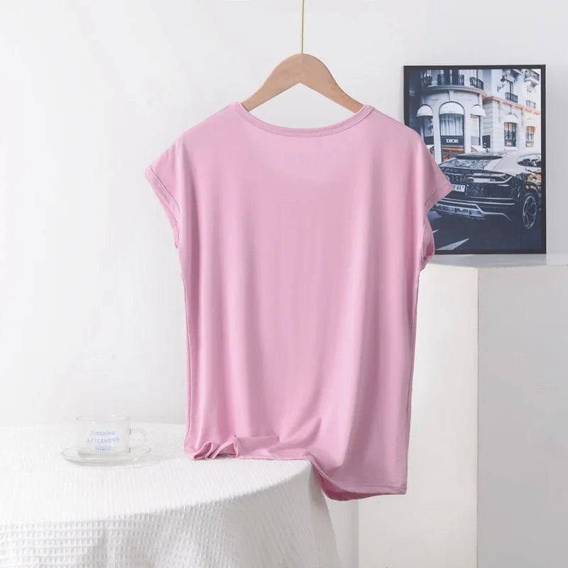 Plus size Summer women's Tshirt O-Neck Modal Loose T-shirt Solid color Simple Tee Tops XL to 8XL Bottoming Tshirts all match